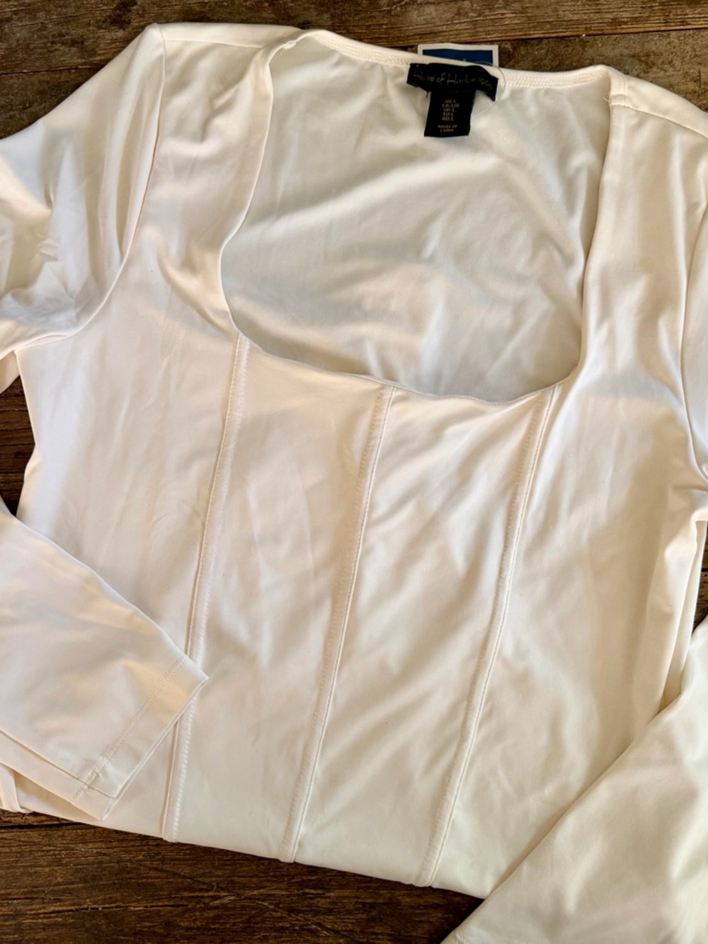 HOUSE OF HARLOW White Long Sleeve Scoop Neck bodysuit NWT